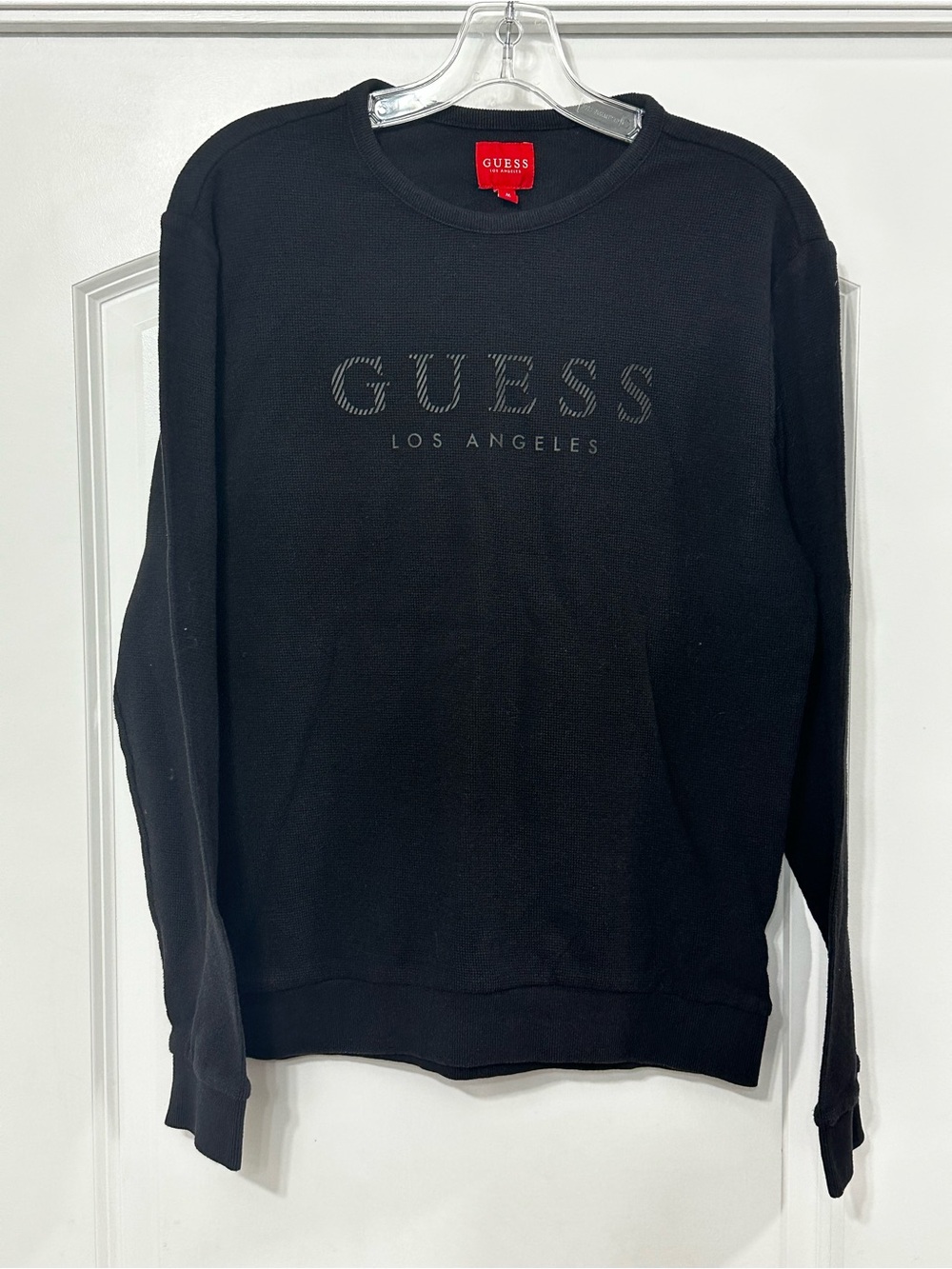 GUESS Men's Black Crewneck Sweatshirt with Logo